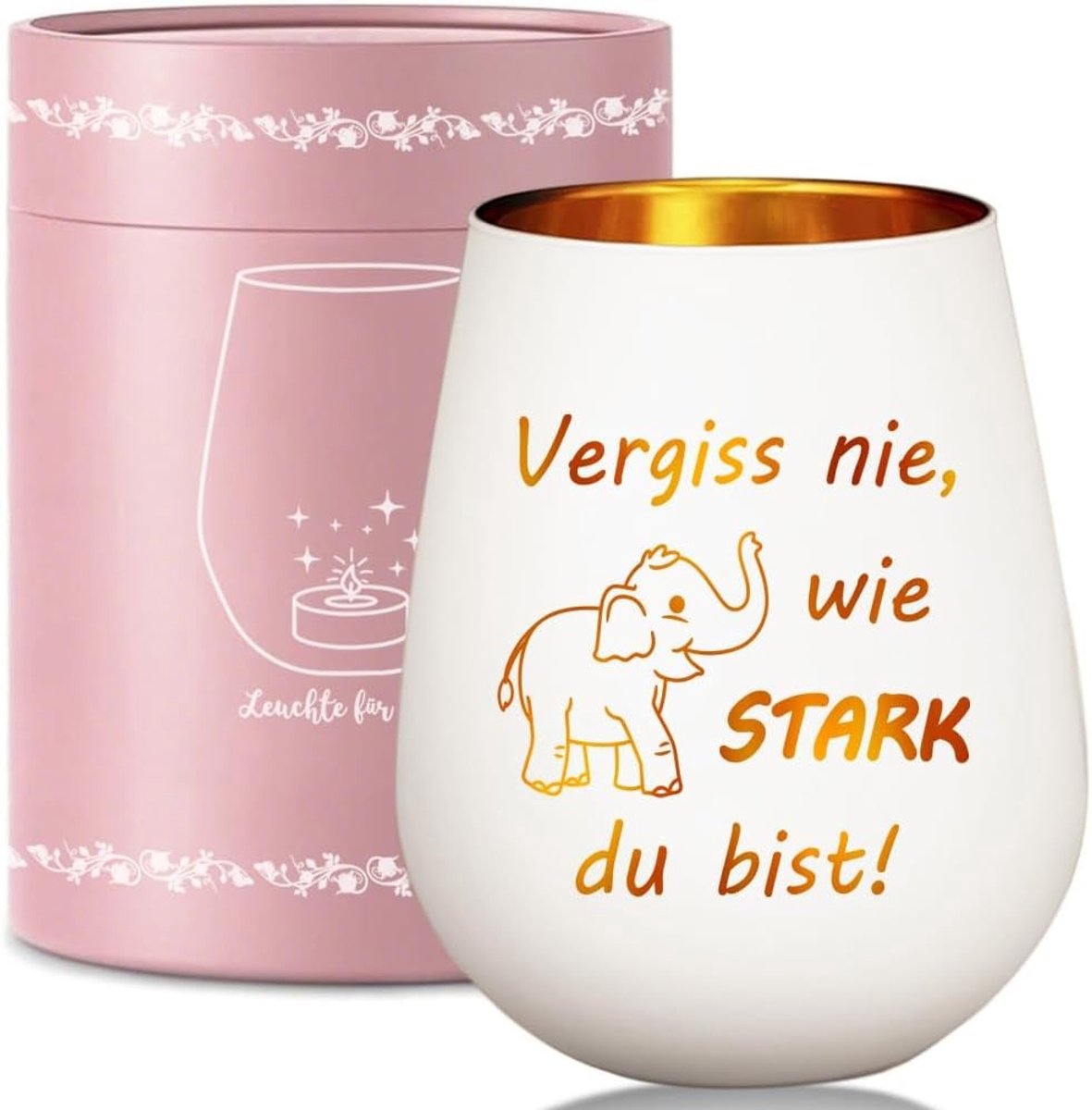 Windlicht van glas - Transparant - Klein Olifant Design - Inspirerende Gravure - Sfeervol Cadeau voor Vrouwen