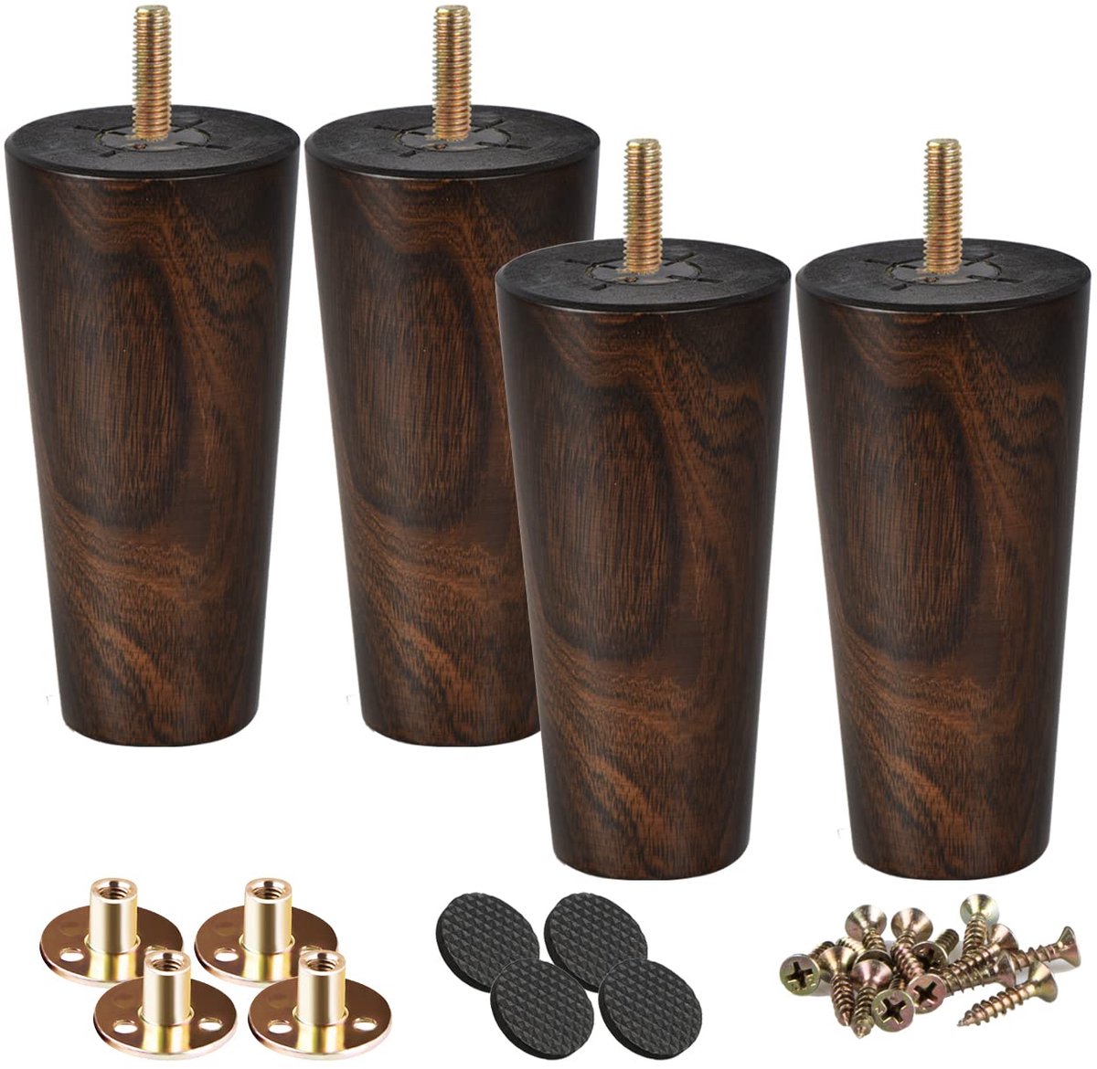 Famanu – 5 inch massief houten meubelpoten, set van 4 stuks