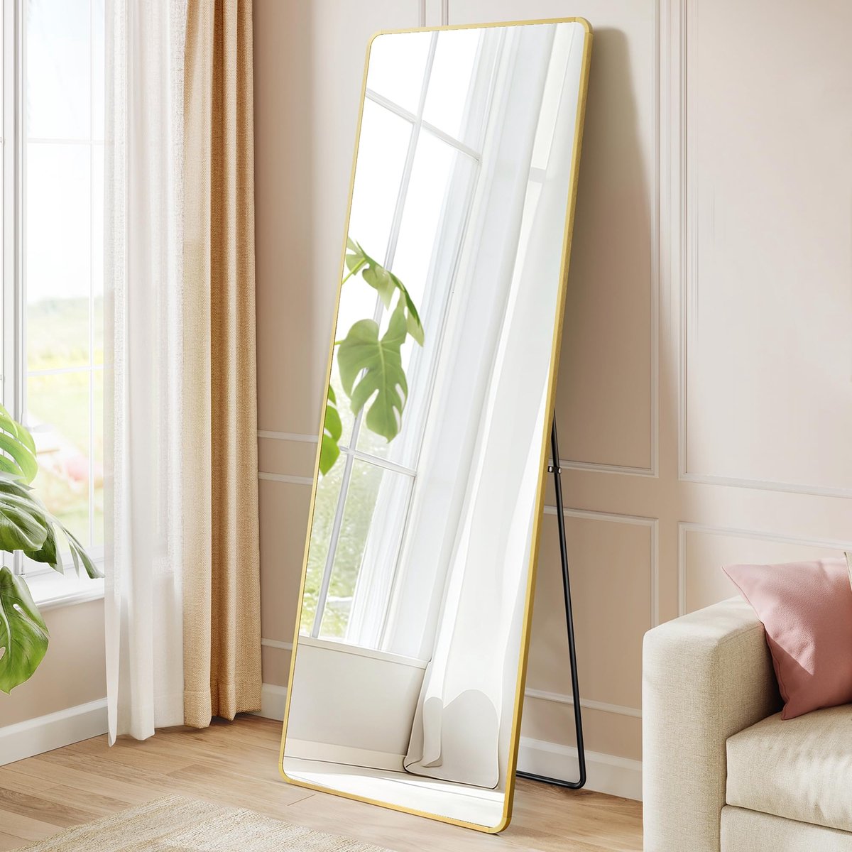 Famanu – Grote rechthoekige staande spiegel, 160 x 50 cm, perfect voor in de slaapkamer of kleedkamer