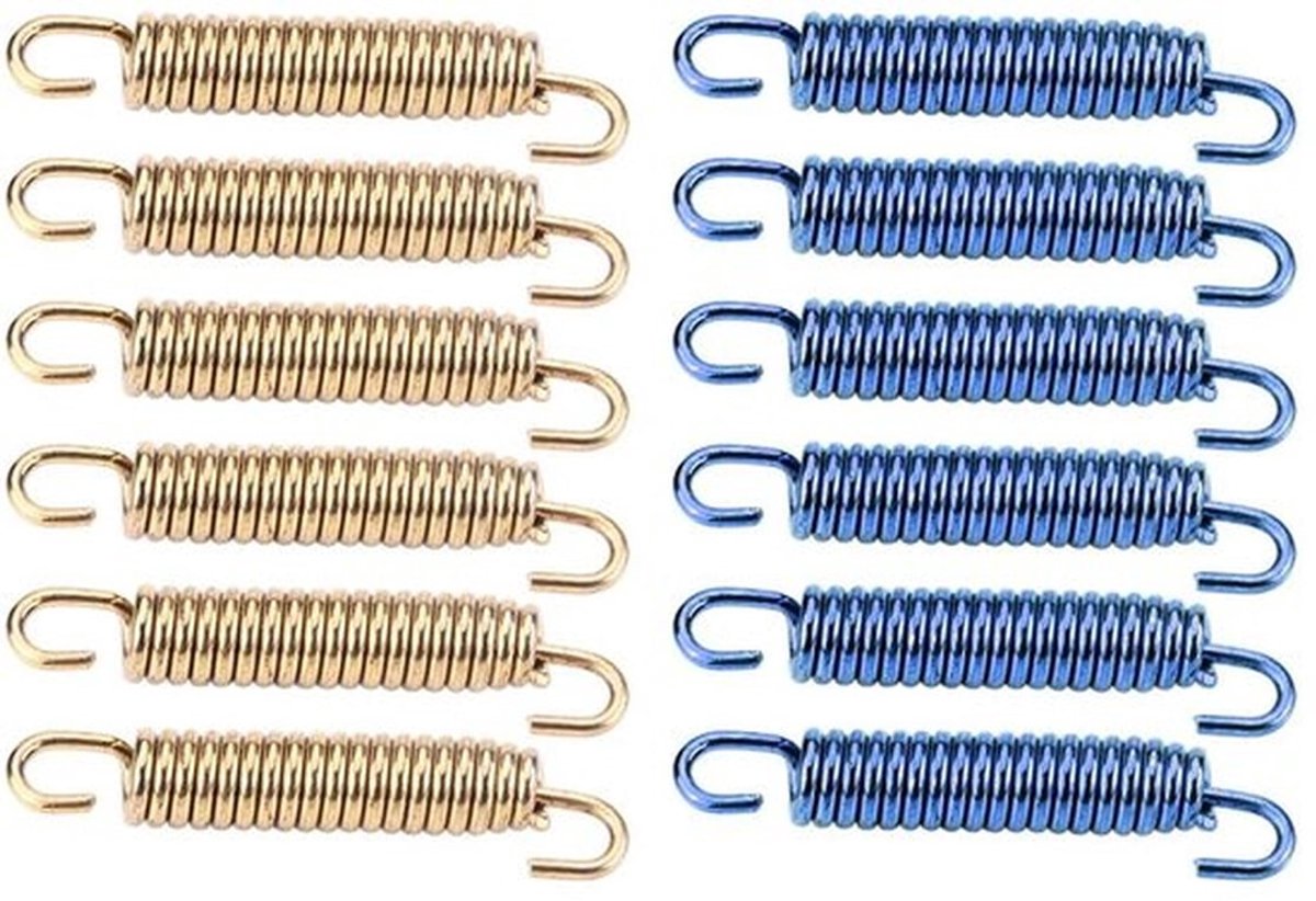 Uitlaatpijp Haken RVS - 6 Stuks - Veerlengte 40 mm - Totale Lengte 63 mm - Corrosiebescherming - Geschikt voor Motorfiets/Scooter/ATV - Uitlaatveerhaken