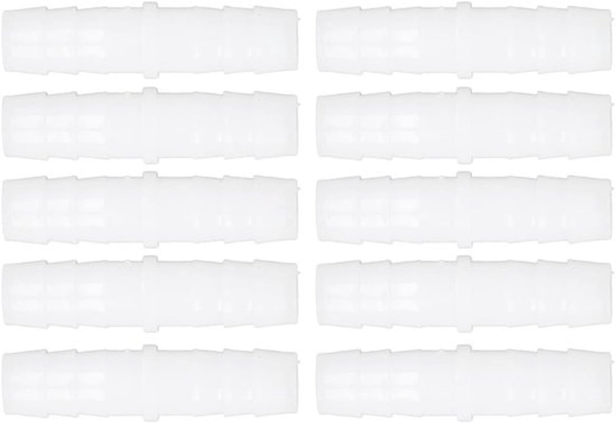 Kunststof slangkoppeling - 10 stuks - Duurzaam en veelzijdig - 12-12 mm - Tuinaccessoires - Geschikt voor pomp- en siliconen slangen