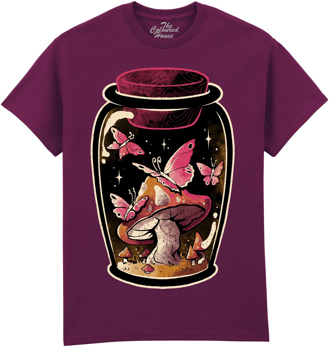 Vlinders Paddenstoel Butterfly Glass The Coloured House T-shirt 4XL