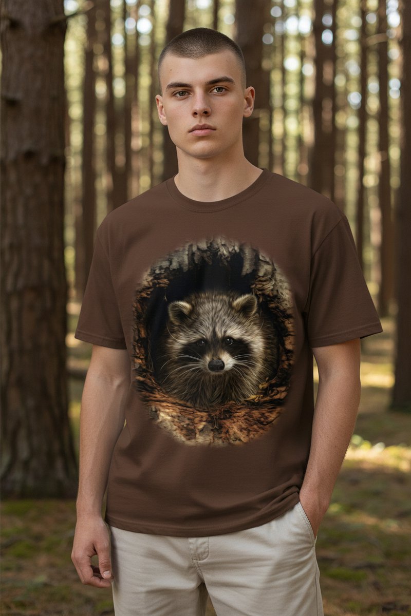 Wasbeer Through The Woodland Window - Racoon The Coloured House T-shirt 5XL