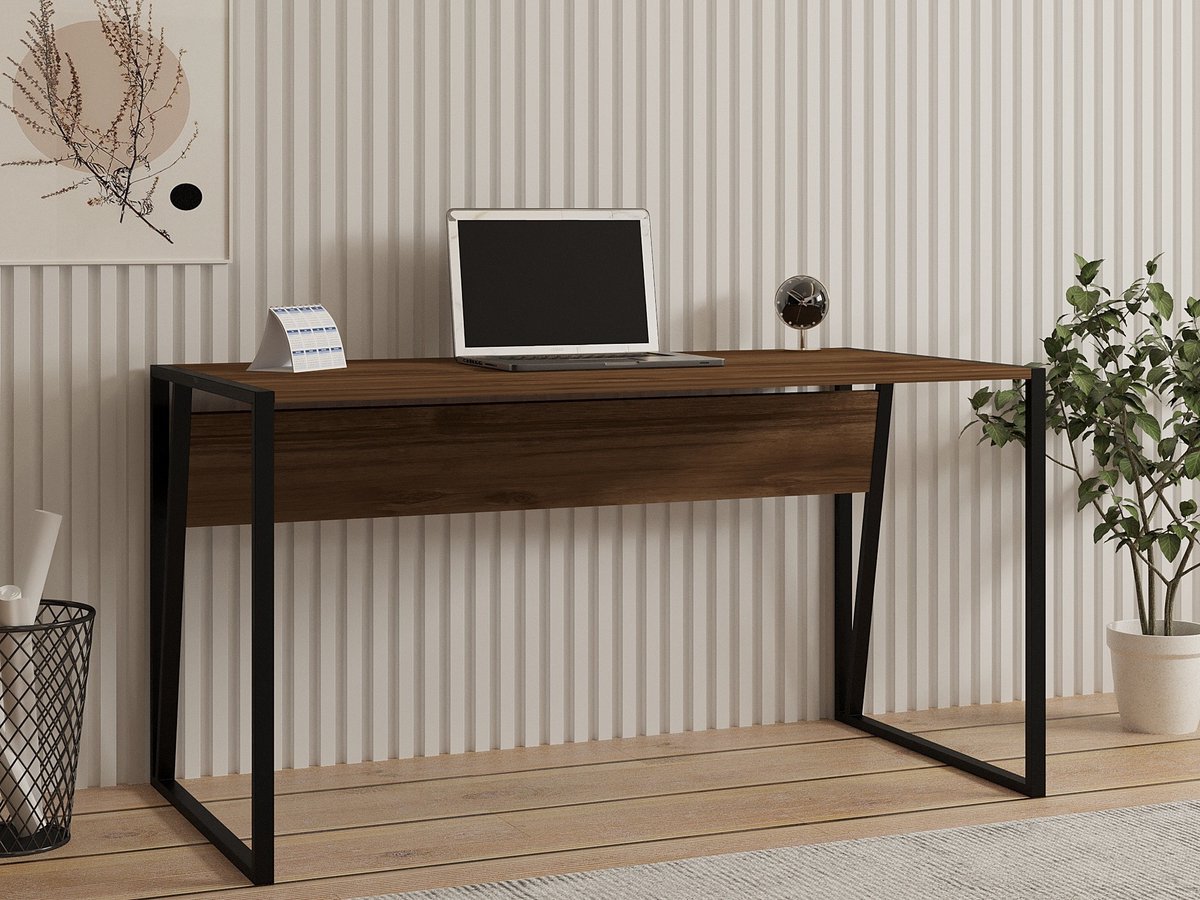 Asir - Bureau - Walnoot en Zwart - 140 x 70 x 74 cm
