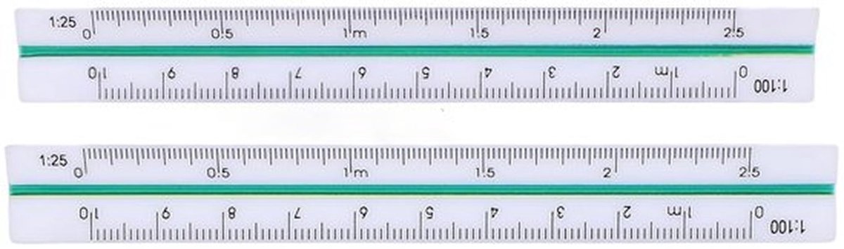 Tekenliniaal 12.5cm - Duurzaam PS Plastic - Zes Verhoudingen 1:20/1:25/1:50/1:75/1:100/1:125 - Geschikt voor Architectuur/Engineering - Compact en Lichtgewicht - Duidelijke Markeringen - Architectuurliniaal