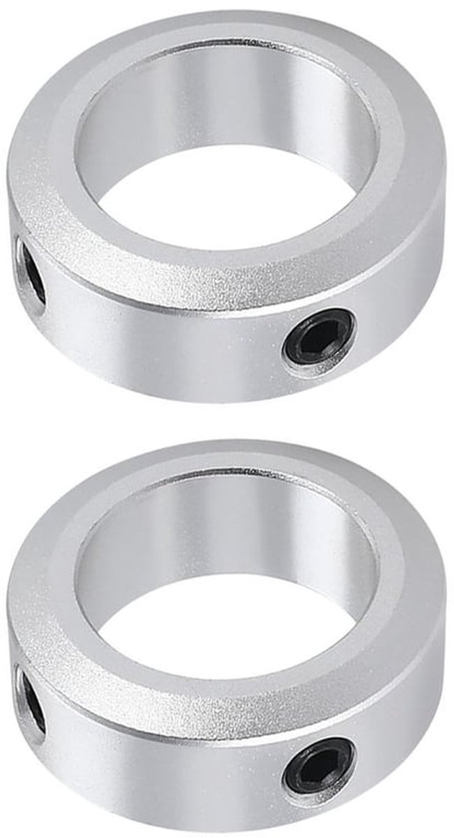 Instelringen set van 2 - Geanodiseerd Aluminium - Boring 16 mm - Buitendiameter 26 mm - Breedte 10 mm - Corrosiebestendig - Stelringen