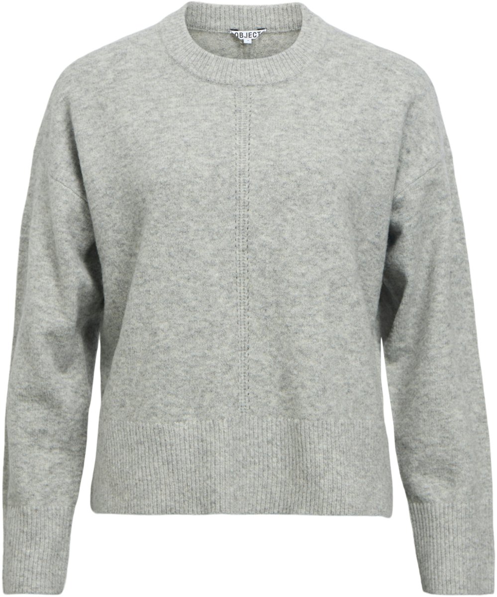 Object Trui Objjuno L/s Lo O-neck Knit Noos 23046885 Medium Grey Melange Dames Maat - S