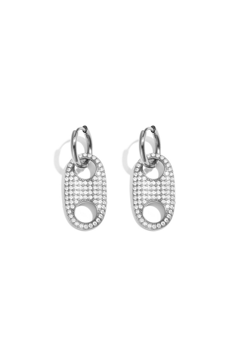 Lila - Geometrische Oorbellen - Strass - Stainless Steel - - Goud
