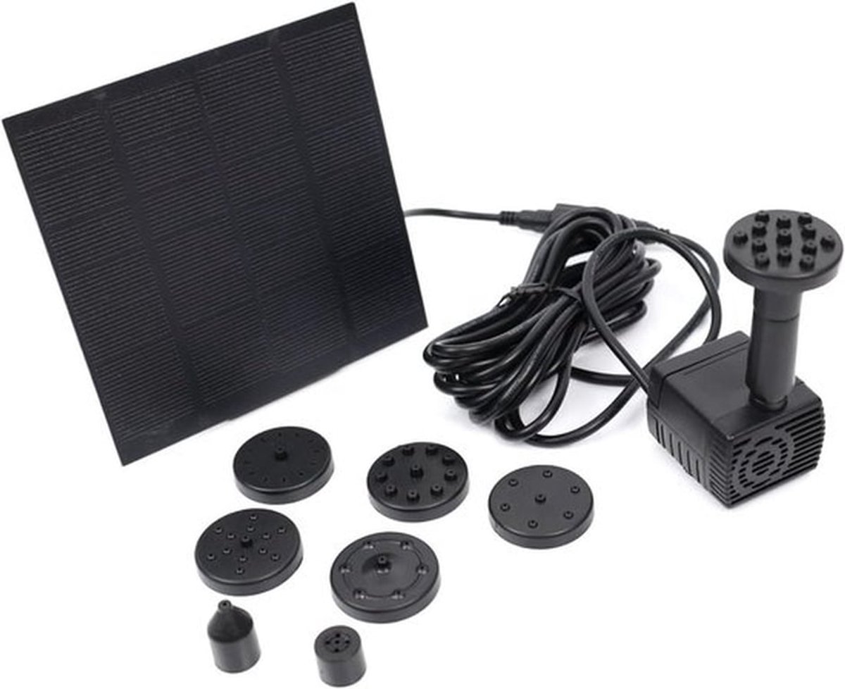 -Zonne-fonteinpomp - Vijverpomp - Zonnepaneel - Waterfunctie - 7V 1.2W - 200L/H - Geschikt voor vijvers - Groen - Bestand tegen weersinvloeden - Milieuvriendelijk.