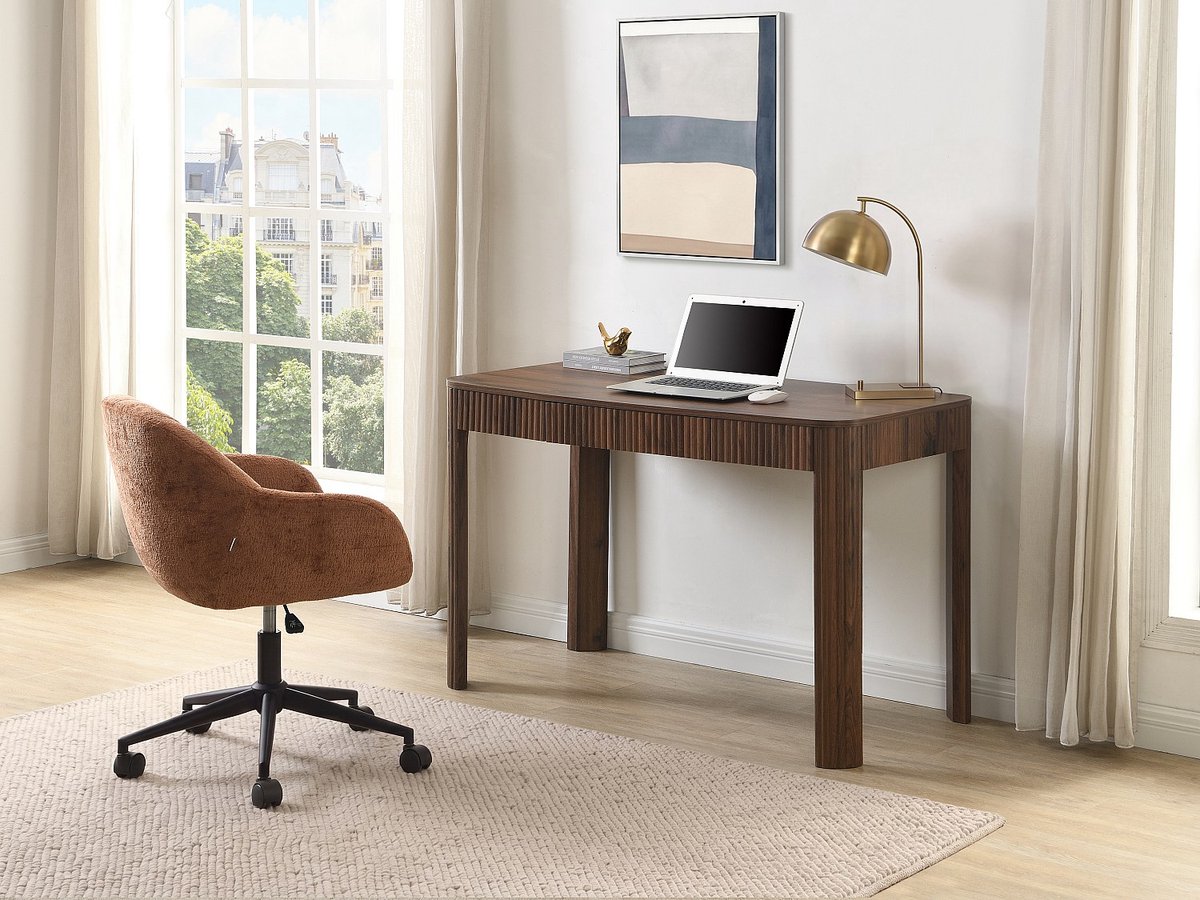 Vente-unique Bureau met 1 lade - Kleur: Natuurlijk donker VIRELYO