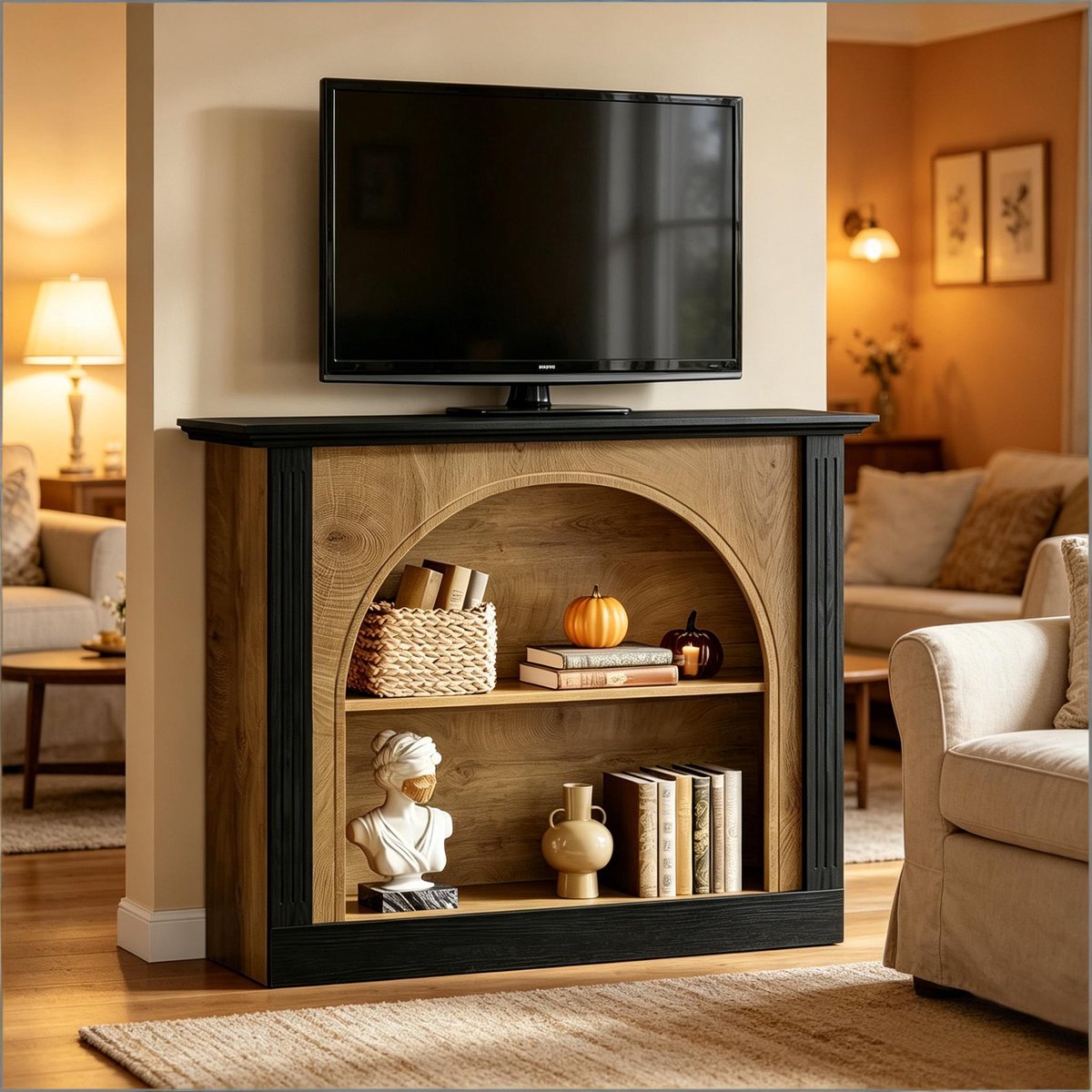 Wishdor Sidetable - Mid-century modern - opbergruimte - hout - zwart en rustiek - voor tv en decoratie - 110 x 30 x 90 cm