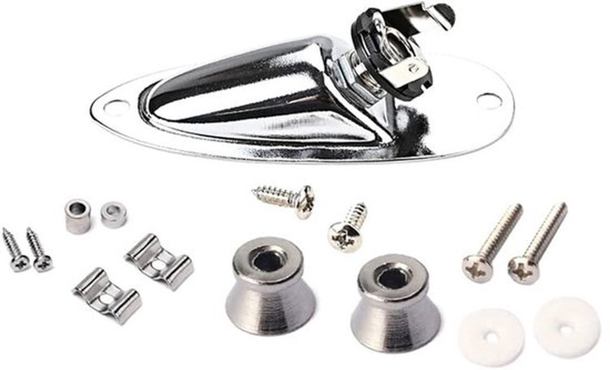 Gitaarhardware Set - Gitaarbrug - Riemknop - Jack Socket Plaat - Montageschroeven - Metalen Constructie - Gitaaronderdelen