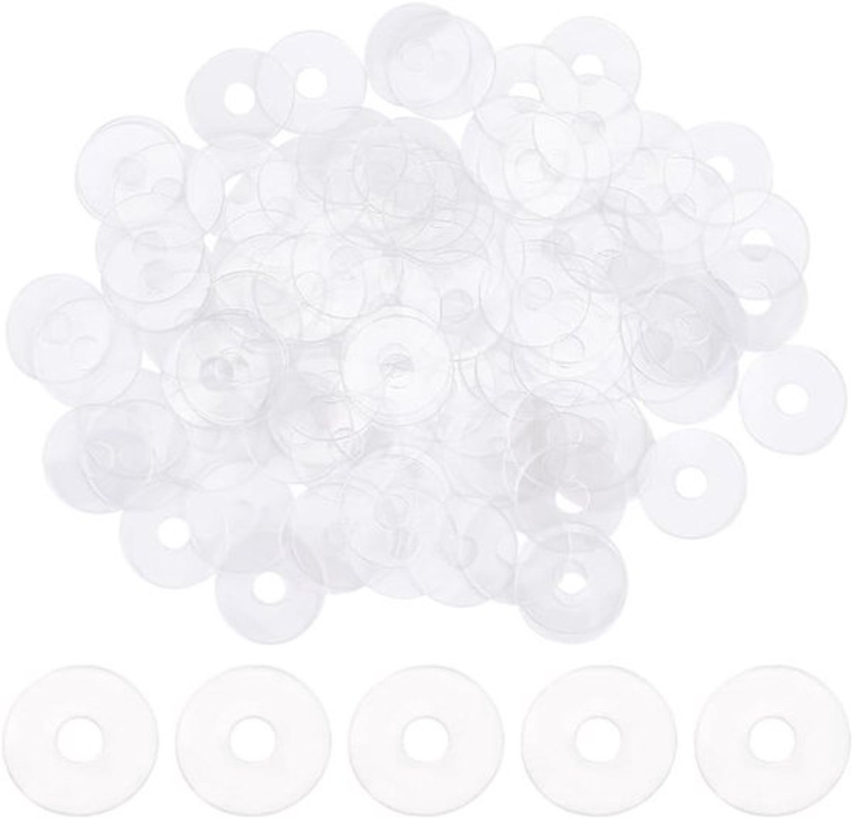 - Wasmachines - Nylon - Transparant - Plastic - Pakking - Vervanging - 1mm Dikte - Kraan - Spacer - Waterpijp - Waterslang - Schroeven - Bouten - Tuin - Geschikt voor diverse toepassingen - Heldere kleur - 100 Stuks