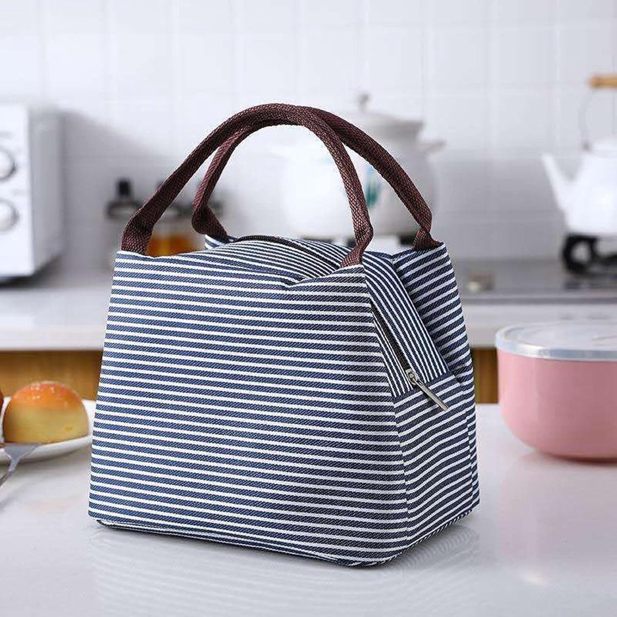 Koelrugtas - Marine - 23 x 18 x 15 cm - Geïsoleerde Lunchtas van Oxford Doek - Voor Werk en School