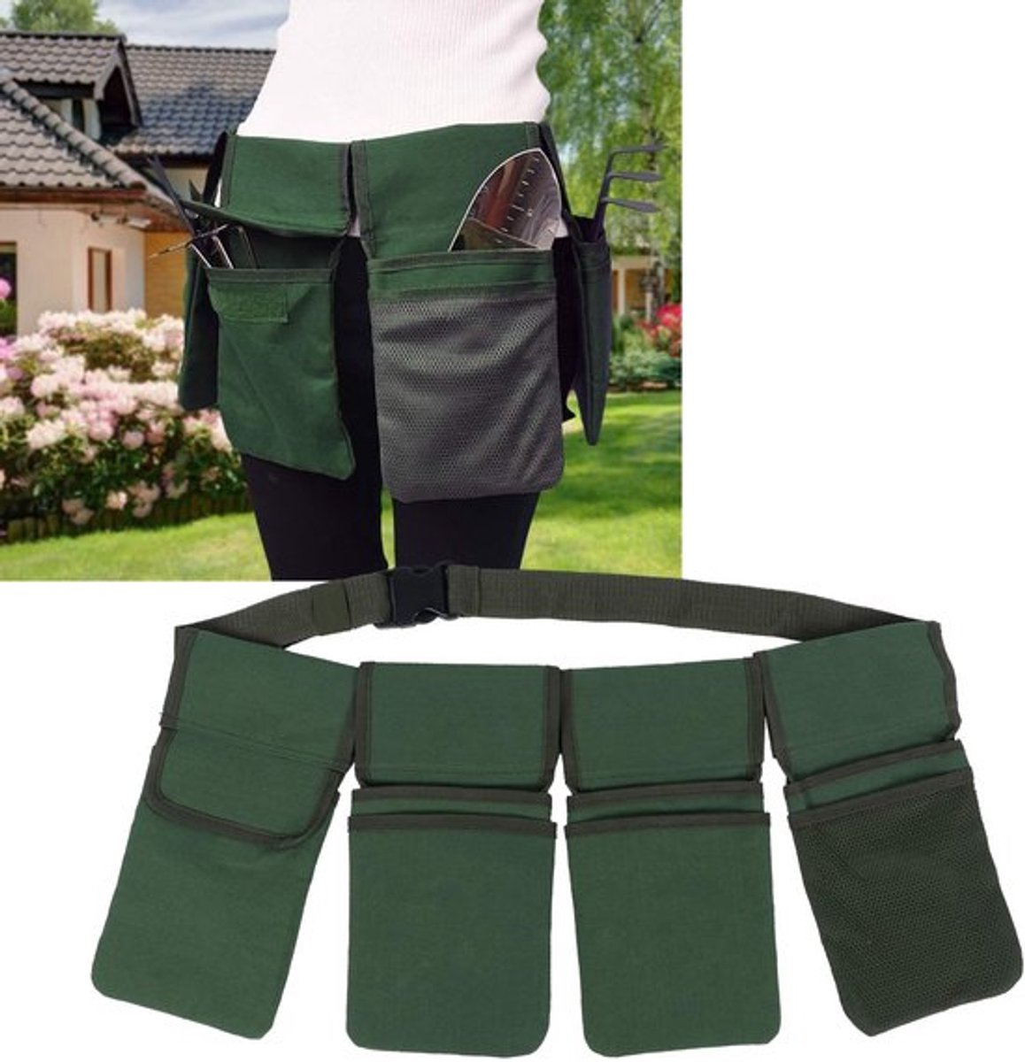 Tuingereedschap - Tuinieren Organizer Tas - Stevige Canvas Riem - 48 Inch - Verwijderbare Zakken - Geschikt voor Vrouwen - Diepe Zakjes