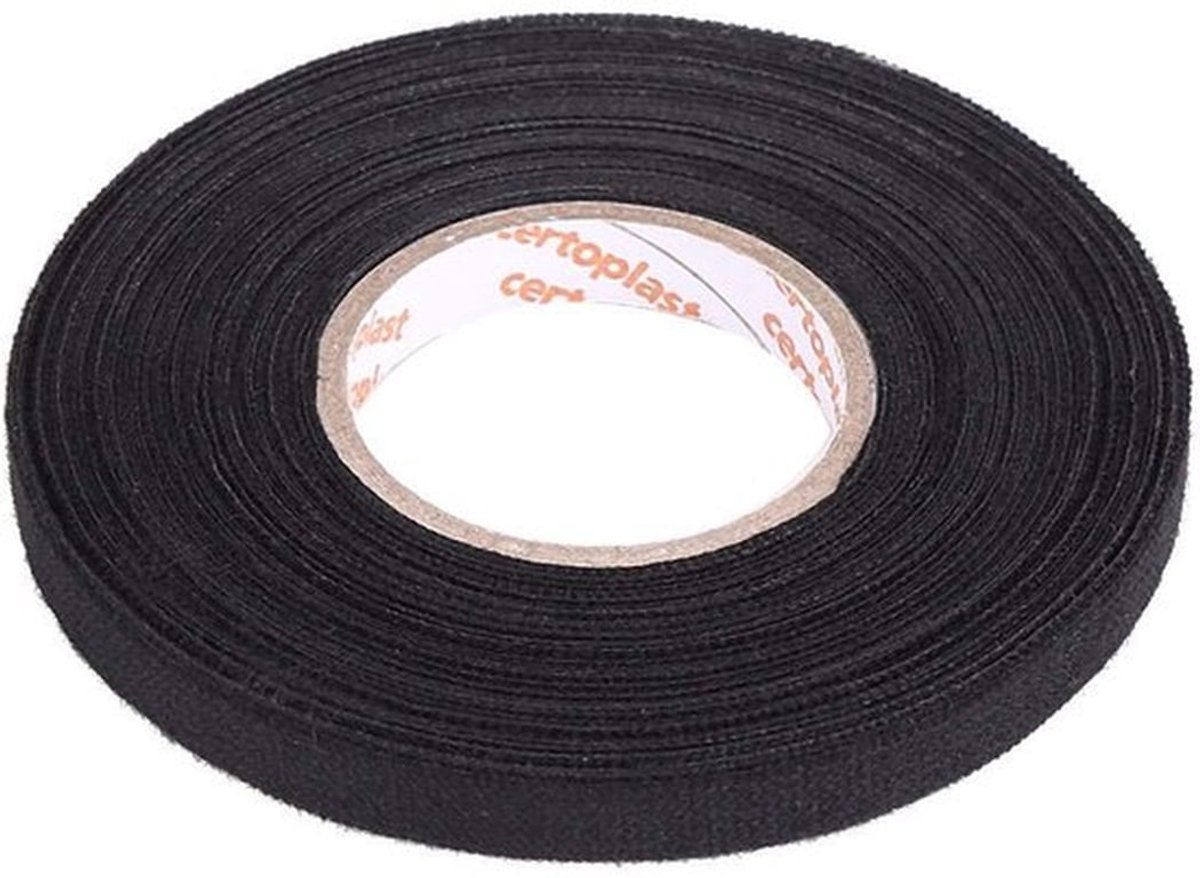 - Autoweefselband - Isolatietape - Scheurvast - 9 mm x 15 m - Zelfklevend - Geluidsreductie - Geschikt voor auto en motorfiets - Tape voor ...