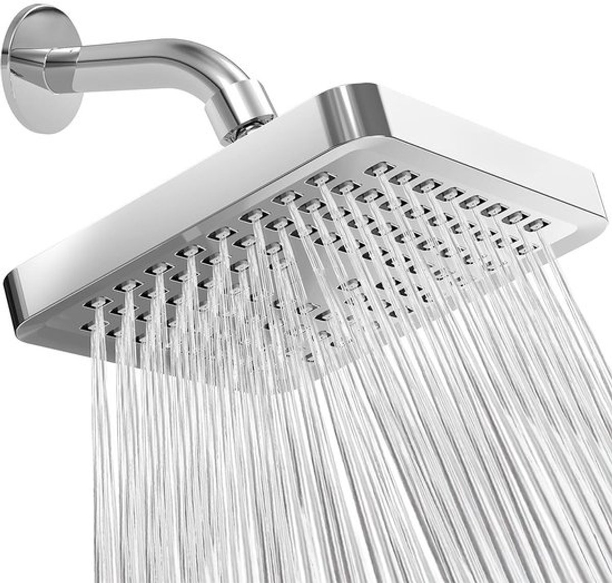 Hogedruk regendouchekop – Luxe moderne uitstraling – Verstelbare vervangende badkamerdouchekop – 15,2 cm (6 inch) vierkante hogedrukdouche (chroom)