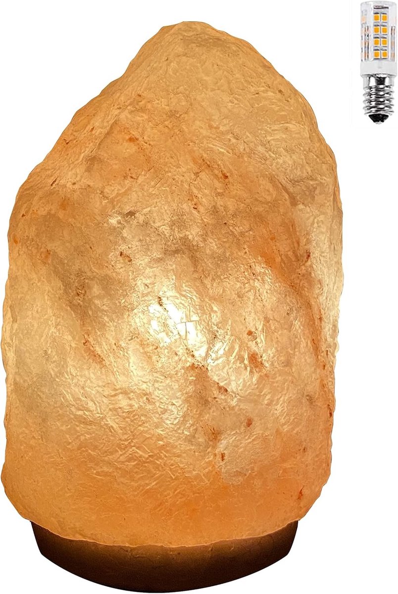 Zoutlamp - Natuurlijk - 1-2 kg - Handgemaakte Himalaya Zoutsteen met LED Lamp - Voor Thuis en Kantoor