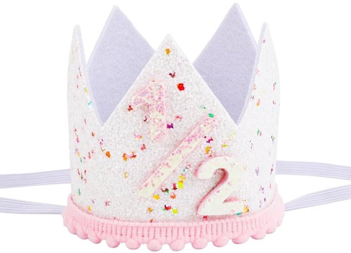 Verjaardagskroon Halve Hoed - Feestoutfitaccessoire - Fotorekwisieten - Roze Vilt - 8 cm Hoogte - 9 cm Breedte - Verjaardagsaccessoire