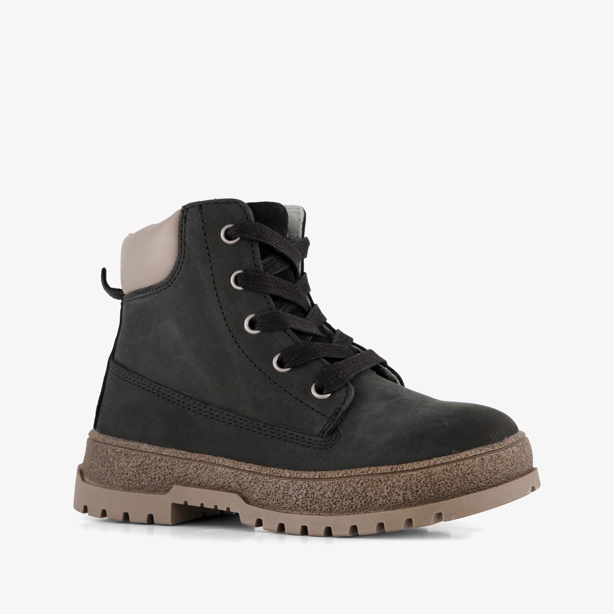 Stap leren jongens veterboots zwart - Maat 25