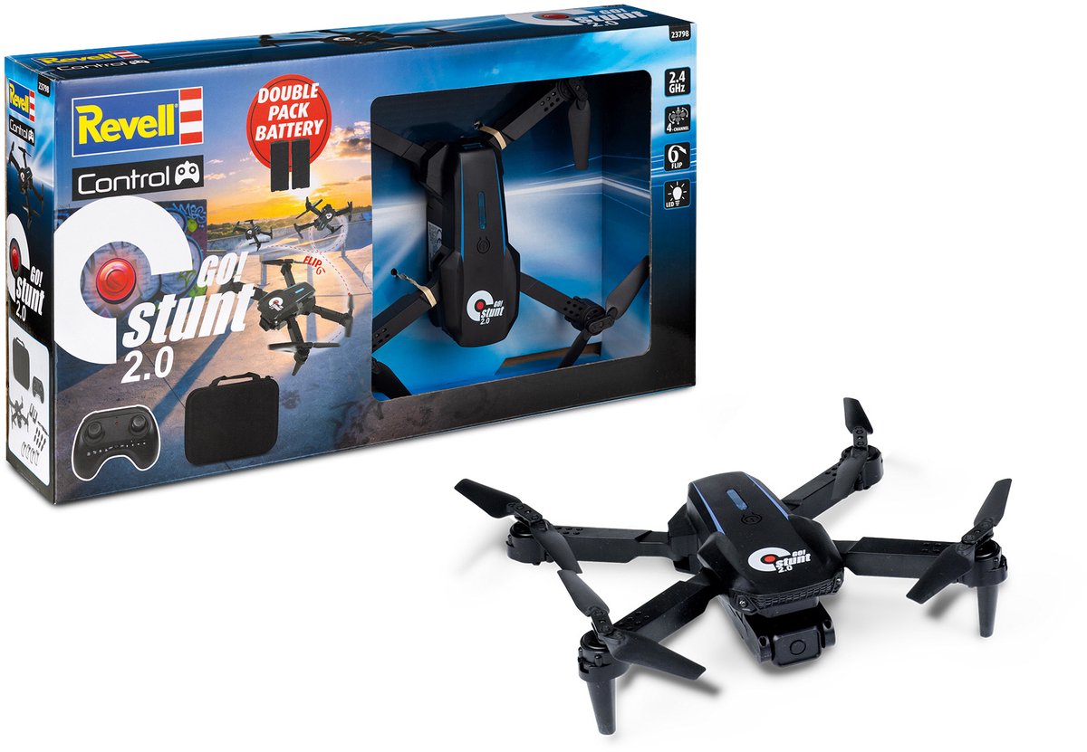 Revell RC voertuig - 23798 RC Drone - GO! Stunt 2.0 - Quadrocopter - Zwart - 2,4 GHz RC Model Kant en Klaar - Revell