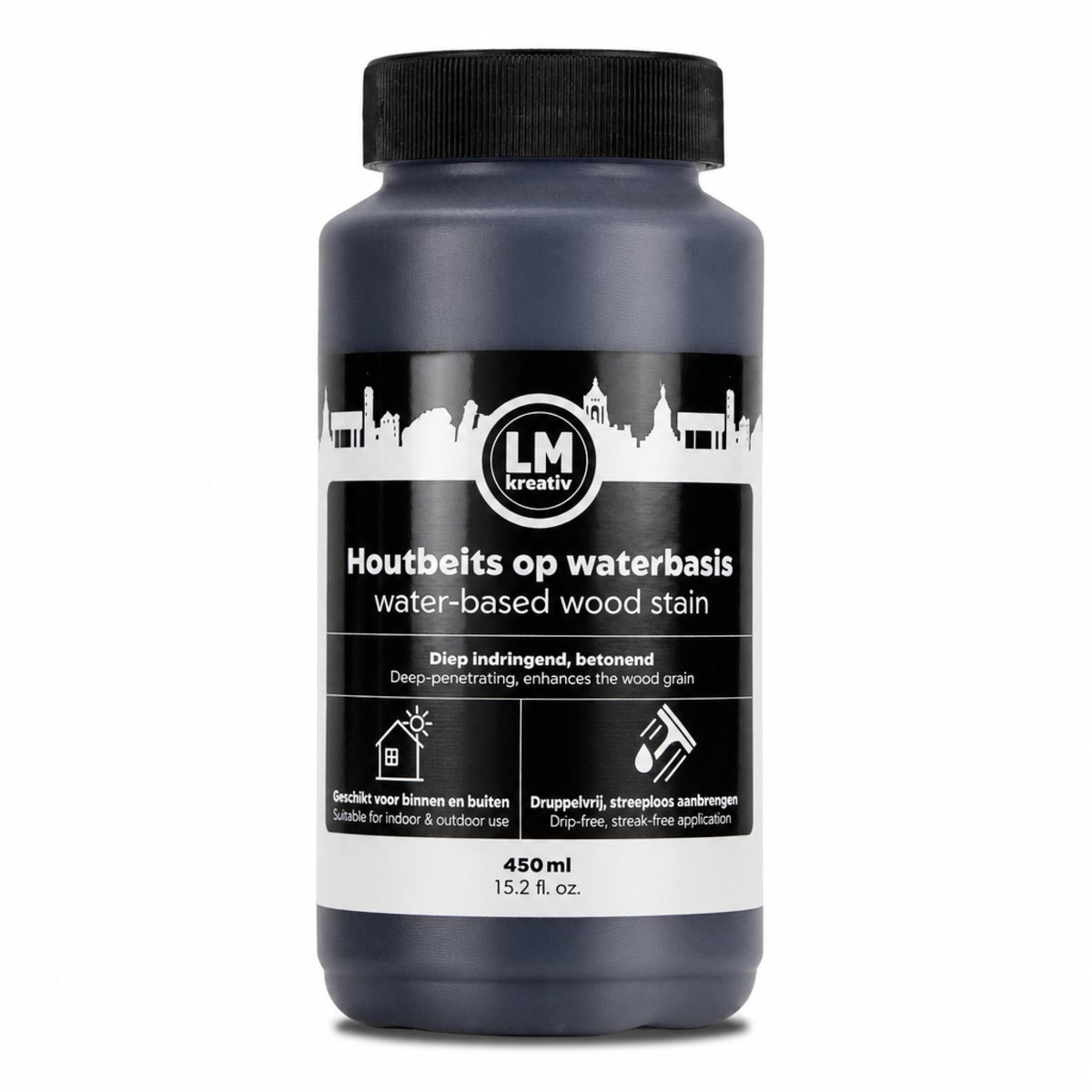 LM-Kreativ Houtbeits - Beits op Waterbasis - Transparant Mat voor Meubels en Interieurhout - Walnoot - 450 ml