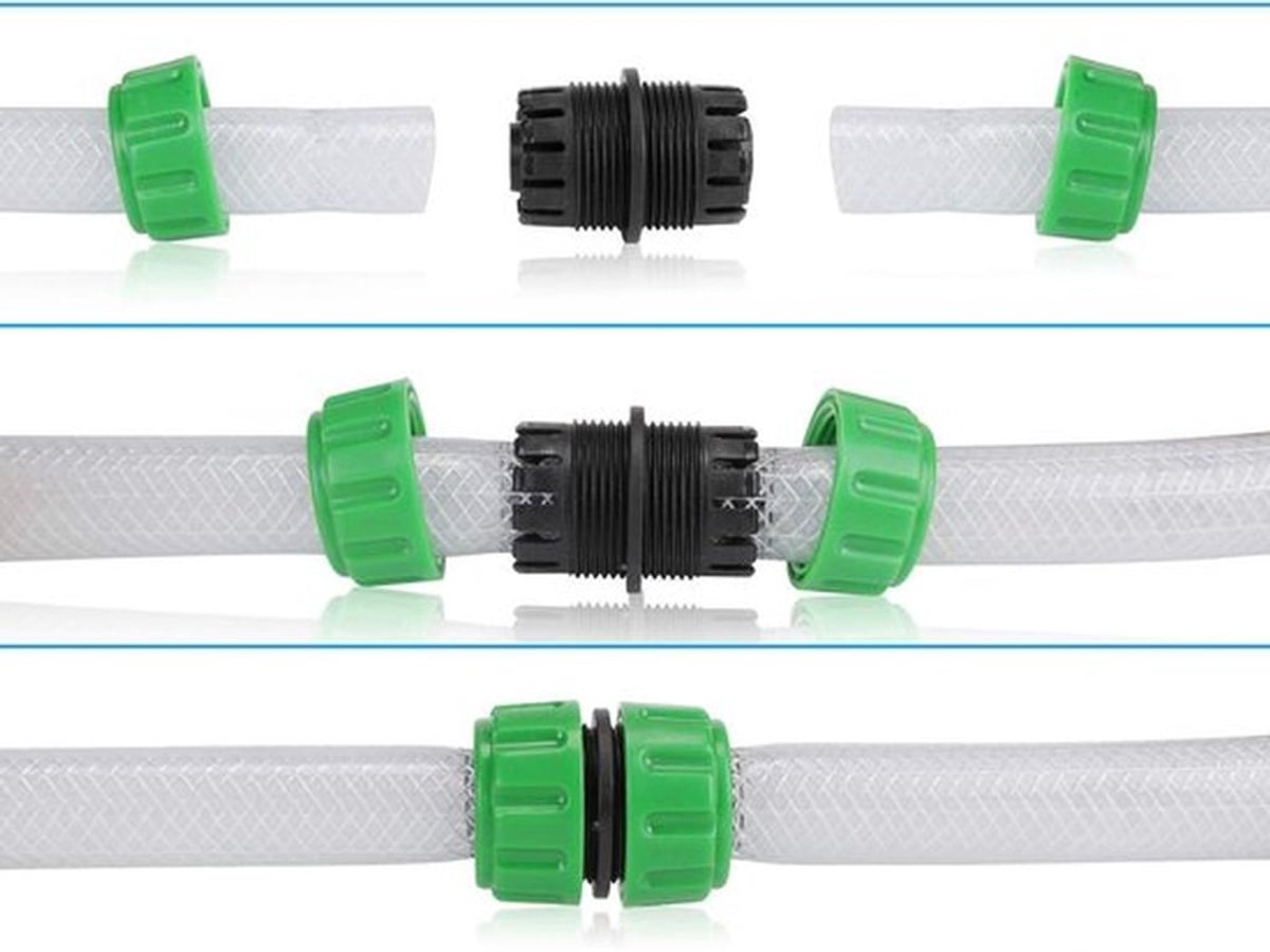 Slangverbinder - 6 Stuks - Tuinslang Reparatie Connector - Verlenging - Snelle Aansluiting - Duurzaam Plastic - 1/2'' Geschikt - Slangconnector