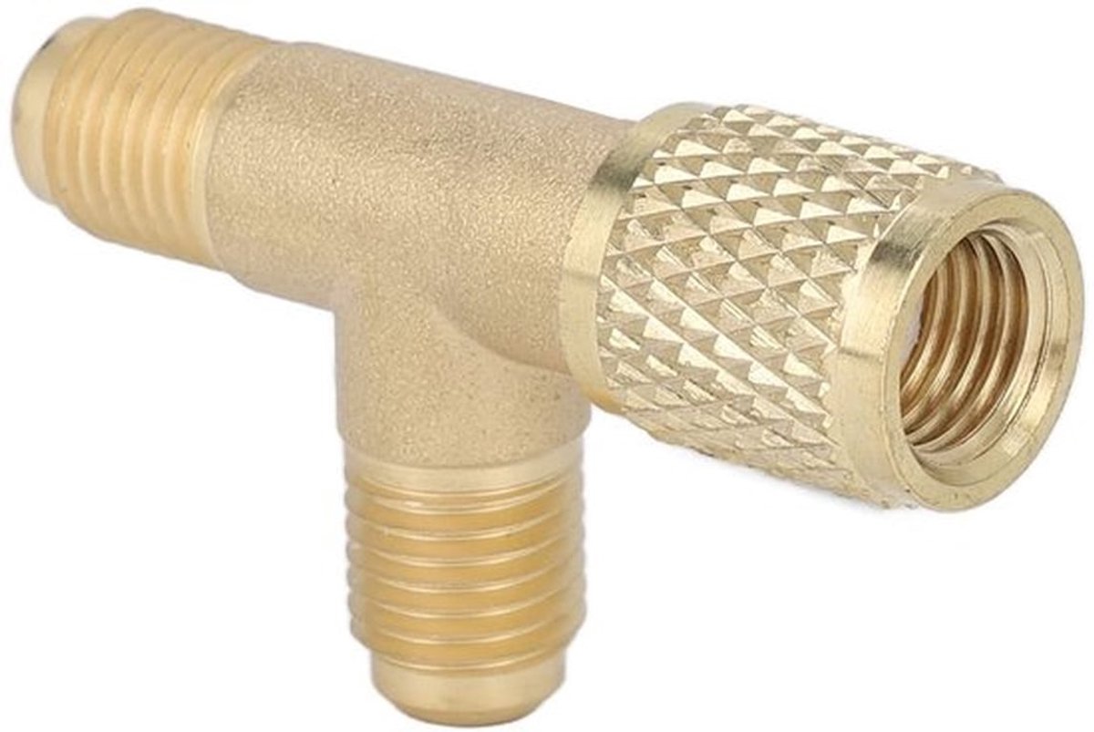 Quick Coupling Tee Adapter - R22 R12 R134 - Hoogwaardige prestaties - 1/4in - Koper - Geschikt voor toepassingen - Stevig en bet...