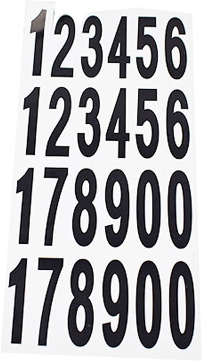Nummerstickers 10 Vellen - Waterdichte/Oliebestendige Stickers - Huisnummer Stickers - Adresnummer Stickers - PVC Stickers - 76 x 25 mm - Huisnummerstickers