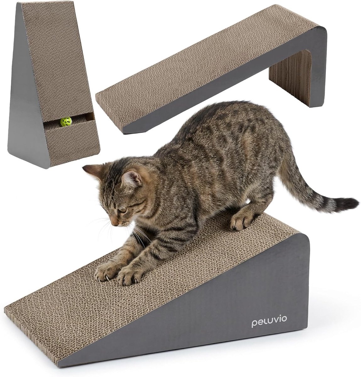 Voerpuzzel voor kat - Karton - 3-delige Wiggervormige Kattenkrabber en Speeltunnel - Voor Binnenkatten