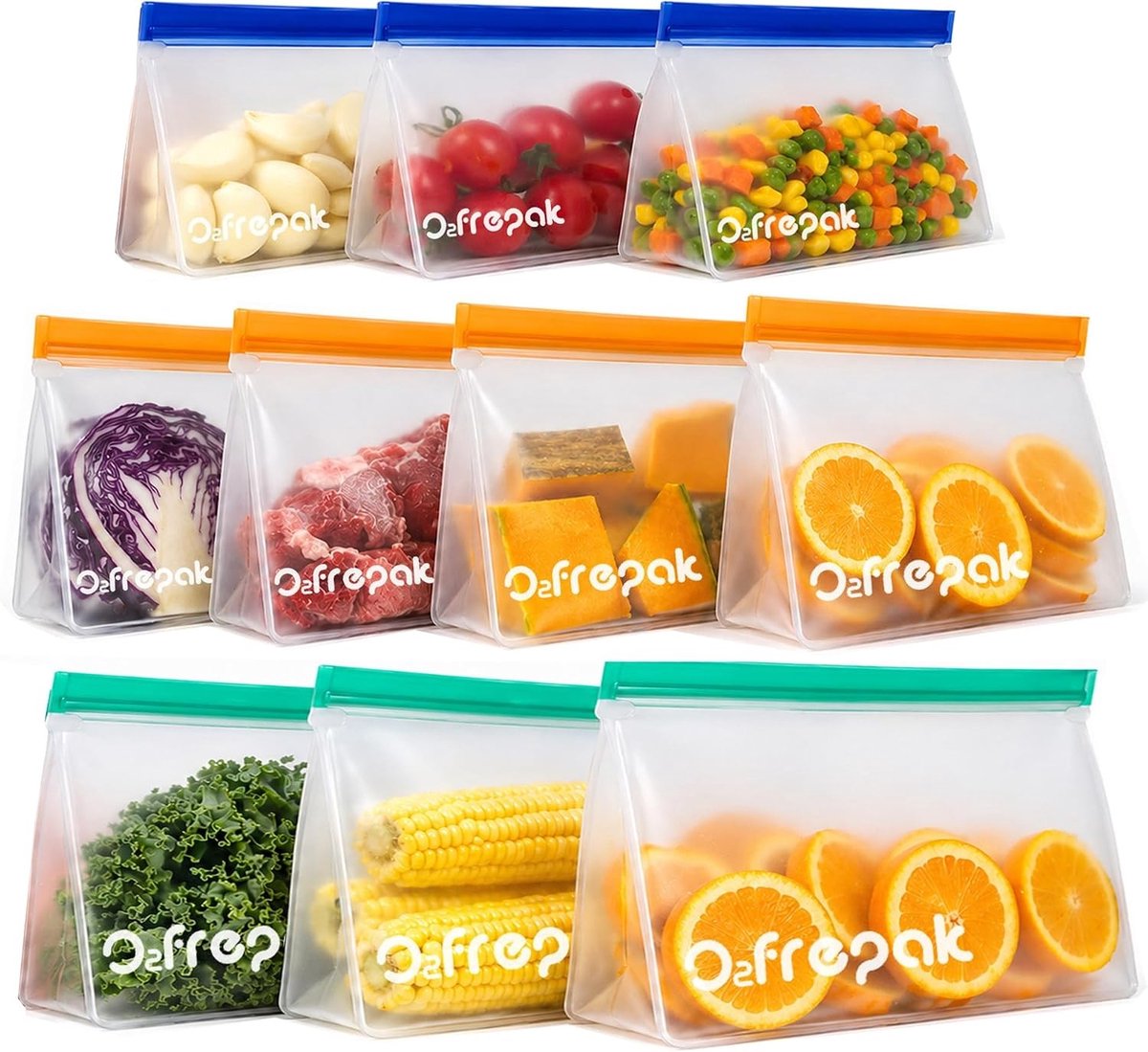 Vrieszak / voorraadverpakking 2 liter - Transparant - Herbruikbare voedselzakken met brede ritssluiting - Duurzaam en lekvrij - Voor lunch en snacks