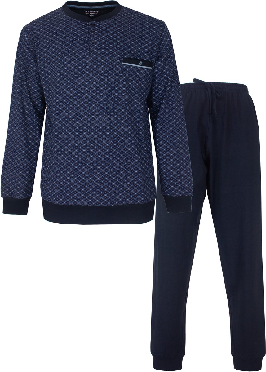 Paul Hopkins Heren Pyjama - Polosluiting - Donker Blauw - Maat L