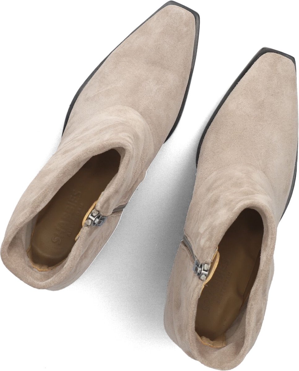 Shabbies Amsterdam - JAIRA DOUBLE Ankle Boot Suede Taupe - Maat 38