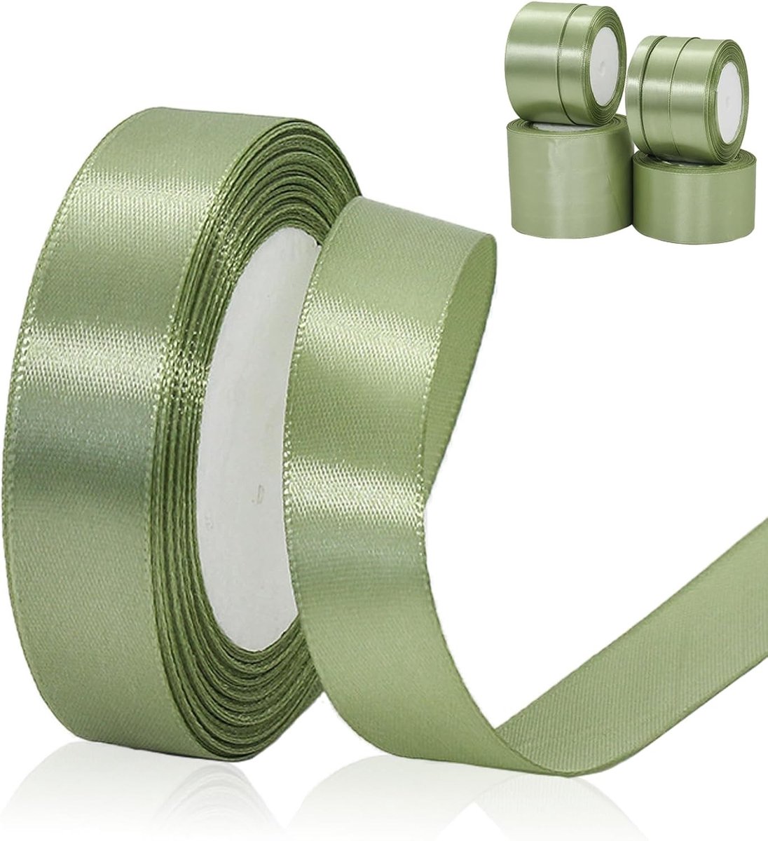 Satin Lint in Saliegroen voor Cadeaus, Dubbelzijdig Polyester, 20mm x 23m, Perfect voor Cadeauverpakking, Taartdecoratie en DIY Projecten