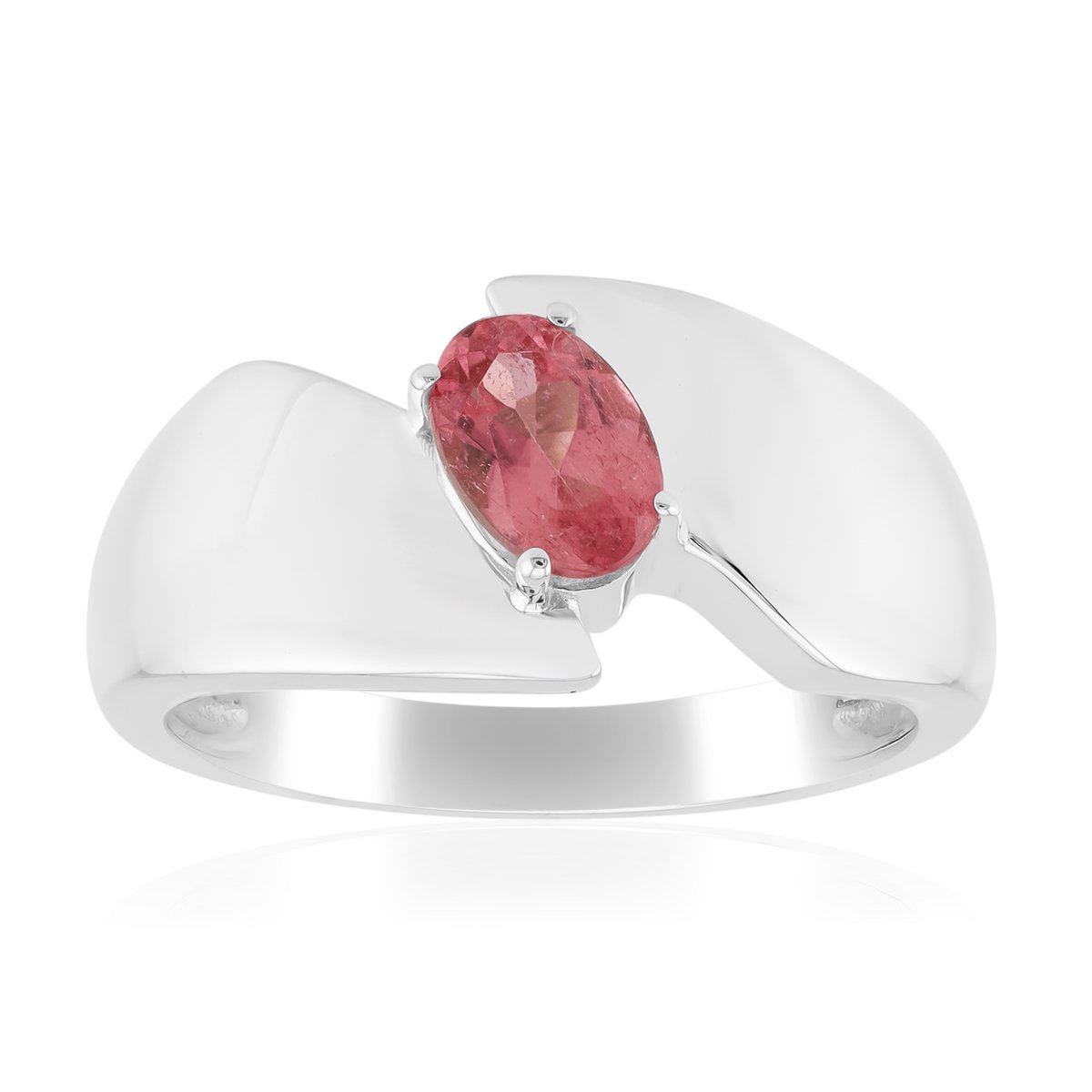 Cavill - Zilveren ring 925 sterlingzilver met palladium - Braziliaanse roze toermalijn 0,408 ct - Ovaal geslepen edelsteen - Modern design dames ring