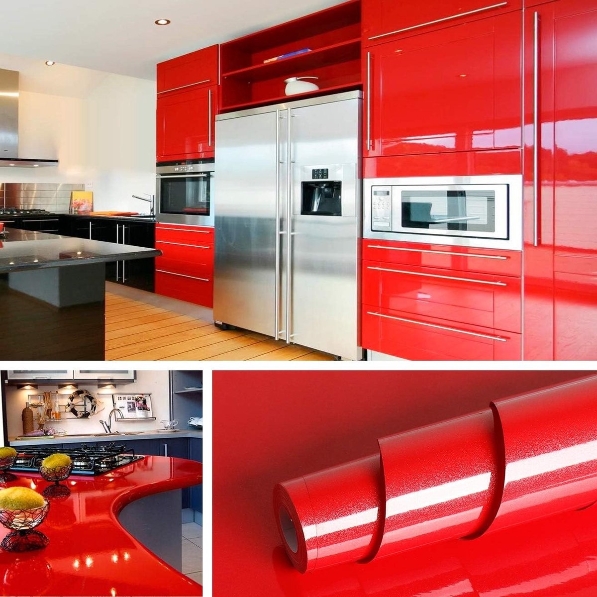 Dieprode Zelfklevende Wanddecoratie Vinyl Stickers voor Keuken, Meubels en Kasten - Waterdicht en Verwijderbaar 40CMx2M