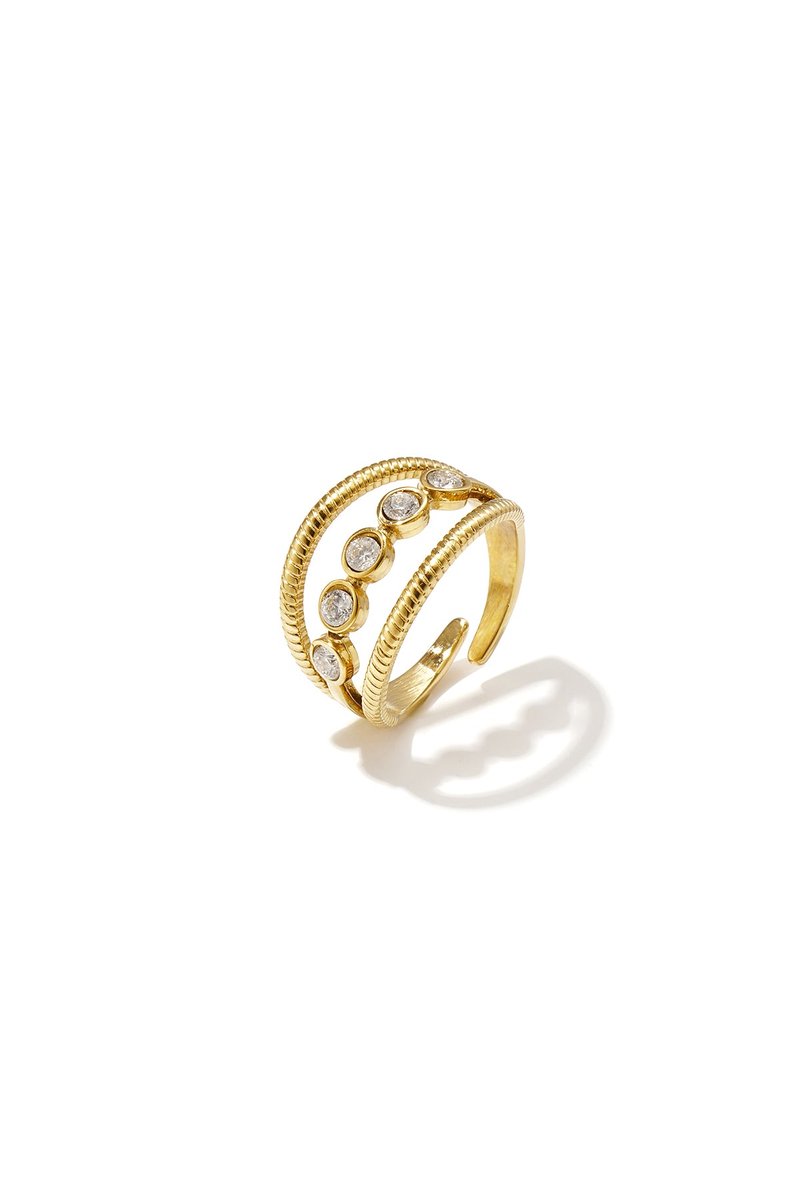 Elara - Ring - Rhinestone - Stainless Steel - - Zilver