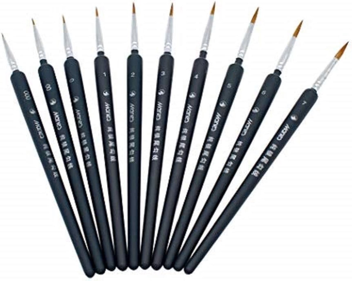 Set van fijne detailverfkwasten voor kunstenaars - Miniatuur verfkwasten en schilderbenodigdheden voor aquarelkunst