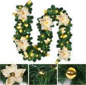 Kerstguirlande met verlichting 2,7 m - 50 led - goud decor