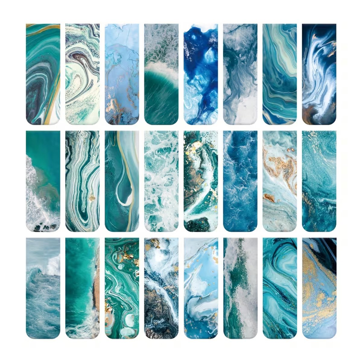 24 Stuks Magnetische Bladwijzers Ocean – Creatieve Pagina Markers voor Boeken, Studie en Lezen – Verschillende Ontwerpen voor Studenten, Scholieren en Boekenliefhebbers