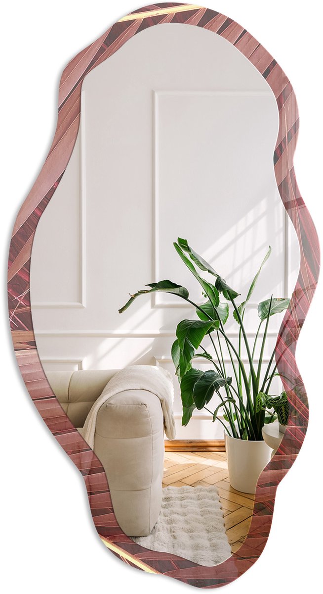 Coloray Botanisch Accent Spiegel - Bruin Rechthoekige Spiegel Voor Interieur - Organische Spiegel - Woonkamer, Kantoor, Slaapkamer - Modern - 45x90 cm - Totale afmeting 52x97 cm Botanisch Accent, Bruin