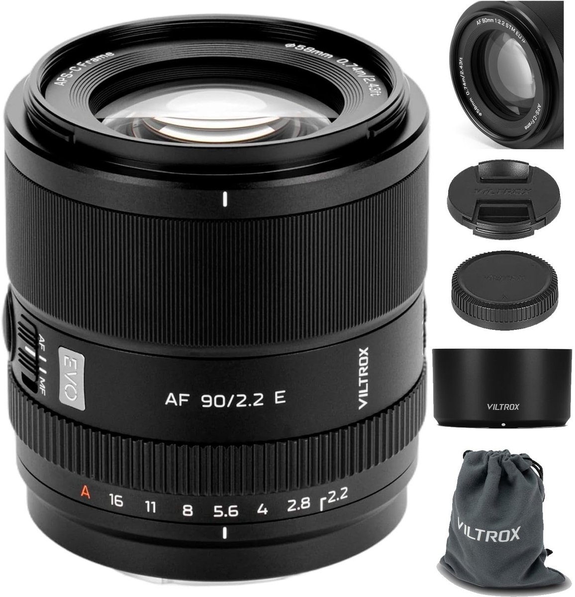 Solidchoice - 90mm F2.2 E-Mount Telefoto Lens voor Sony