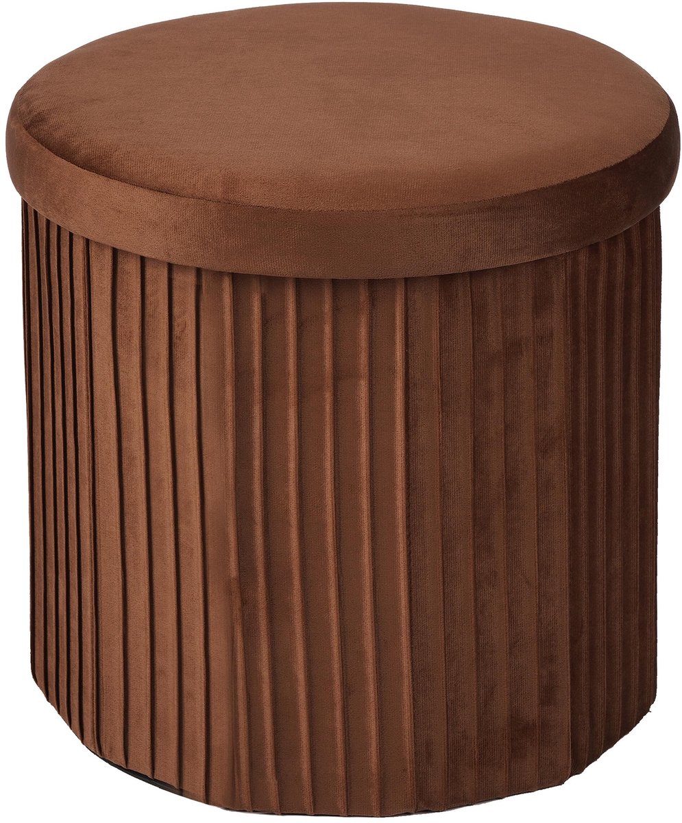 Solidchoice - Fluwelen Opbergpoef Ronde Zitting Mocha-Mousse