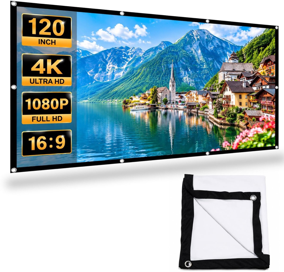 Solidchoice - Draagbaar Projectiescherm 120 Inch voor Binnen en Buiten