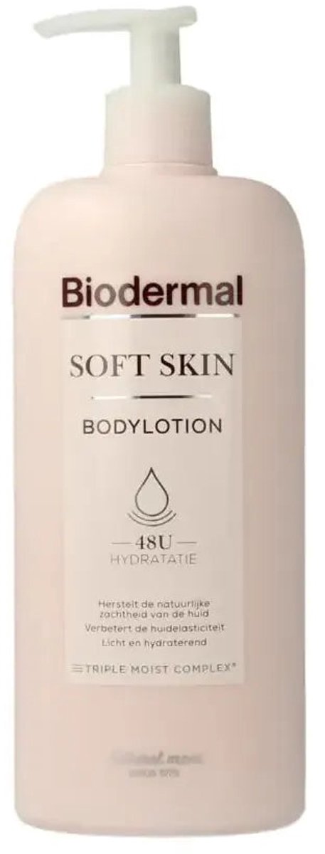 Biodermal Soft Skin Bodylotion. Verbetert de natuurlijke zachtheid van jouw huid. Dankzij het Triple Moist Complex voor 48 uur intensieve hydratatie - 400ml