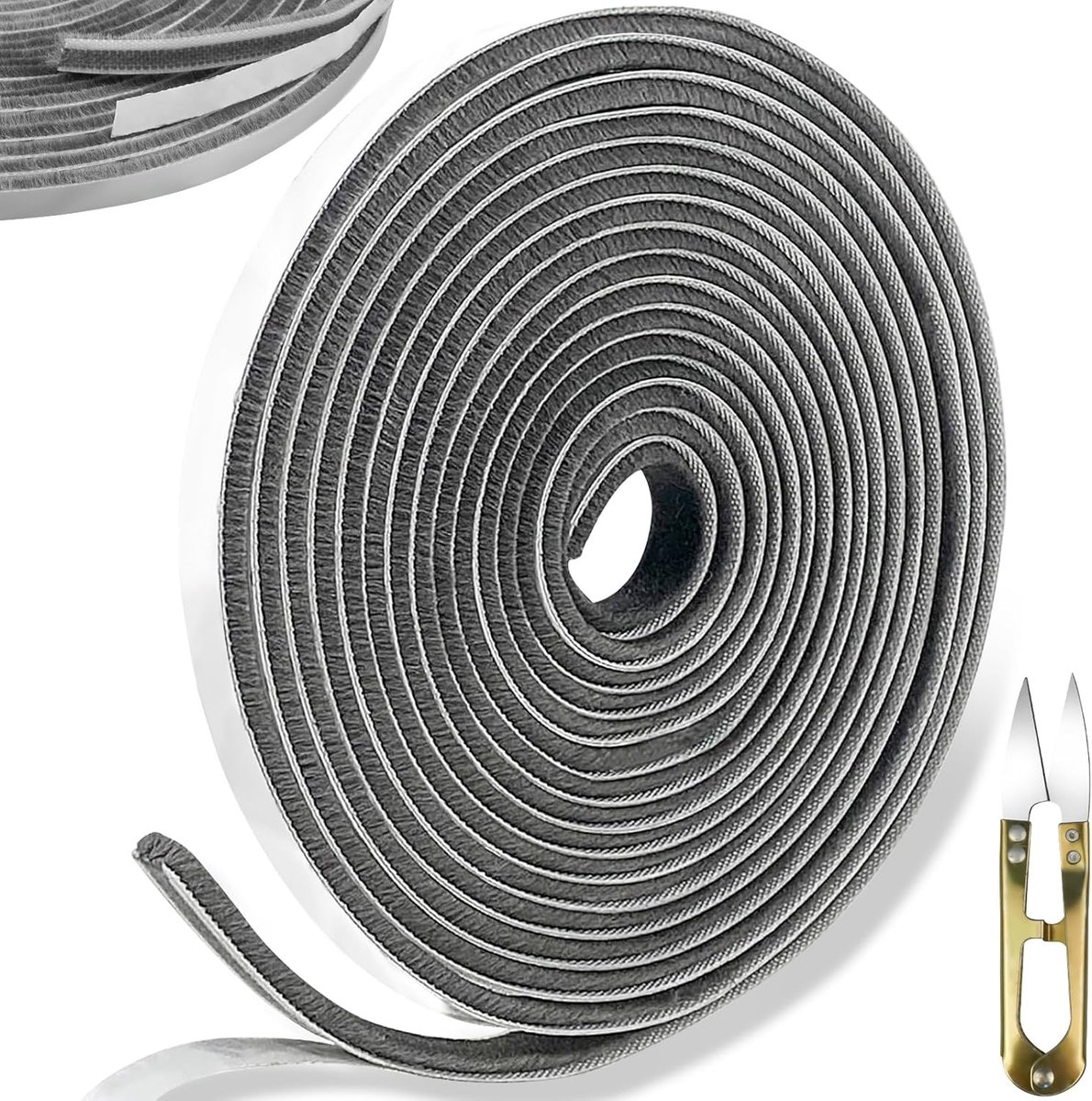 rietegio 10M borstelafdichting - zelfklevend - 9mm(B) x 5mm(D) - afdichtingstape - zelfklevend - insecten- stof- en geluidswerende achterkant - borstelstrook voor schuifdeuren - ramen en kasten (grijs)