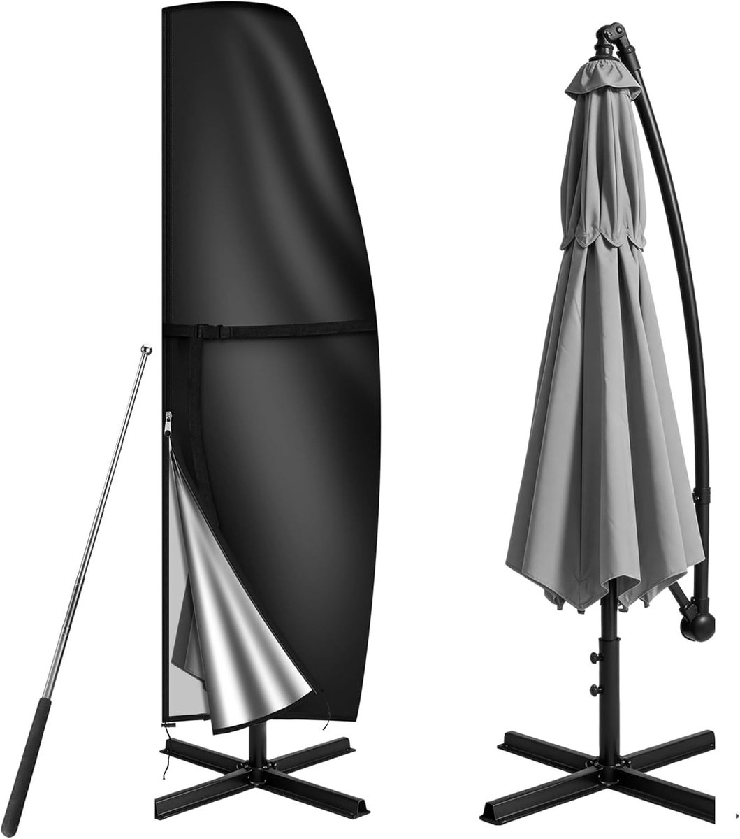 LCGOD Beschermhoes voor parasol, met stang, beschermhoes voor zweefparasol, waterdicht, 280 x 30/81/45 cm, outdoor - ShopVlot