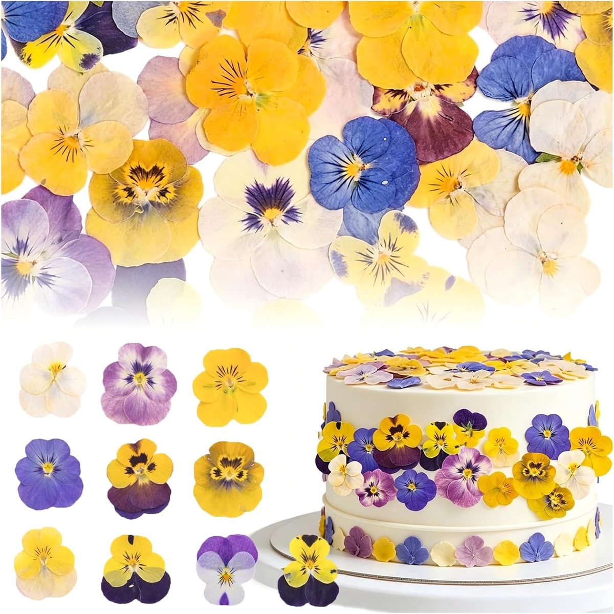 Dried Flowers Mix van 50 gedroogde bloemen in 10 kleuren voor creatieve DIY-projecten, taartdecoratie en kunstcrafts
