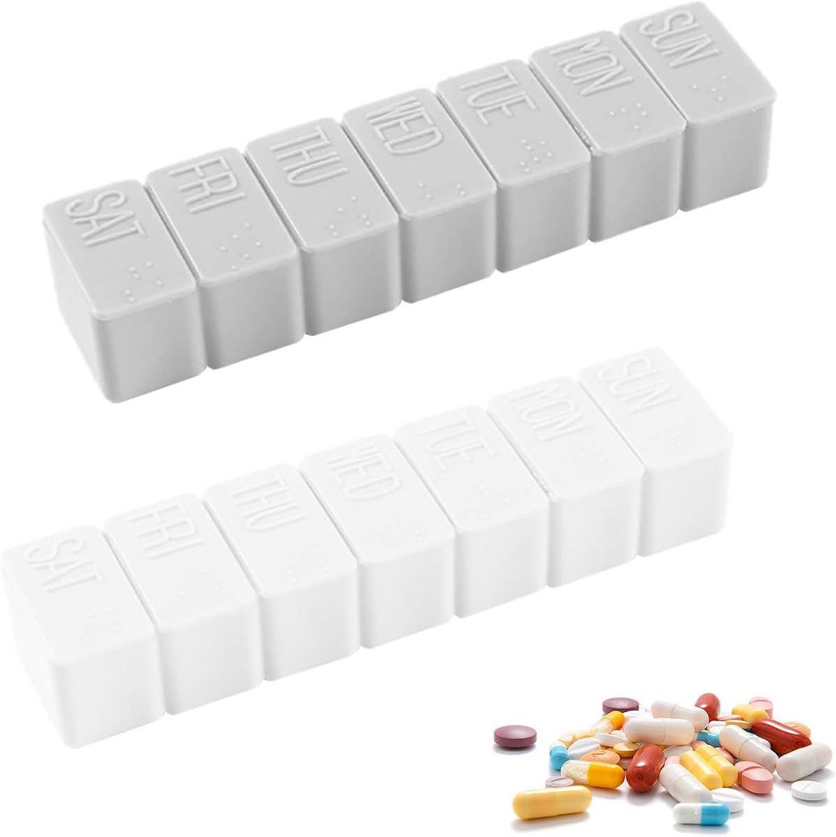 7 Dagen Tablet Organizer - 2 Stuks Set voor Medicijnen, Vitaminen en Supplementen, Handige en Vochtbestendige Pillendoos (Bruin, 2 Pack)