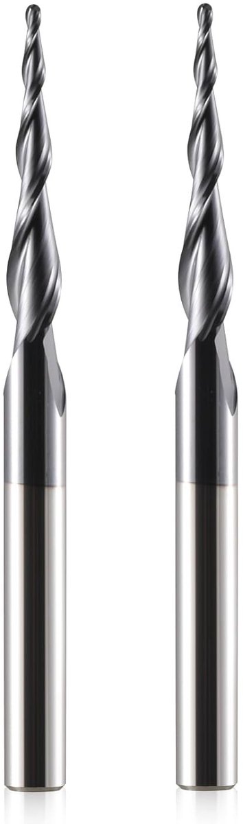 Ball Head Frees Cutter Set - Taper Ball Frees 2 Stuks R0.75 Spiral Groef Cutter Bit 6mm Schacht 2 Snijkanten HRC55 met AlTiN Coating voor CNC Bewerking en Precisiefrezen